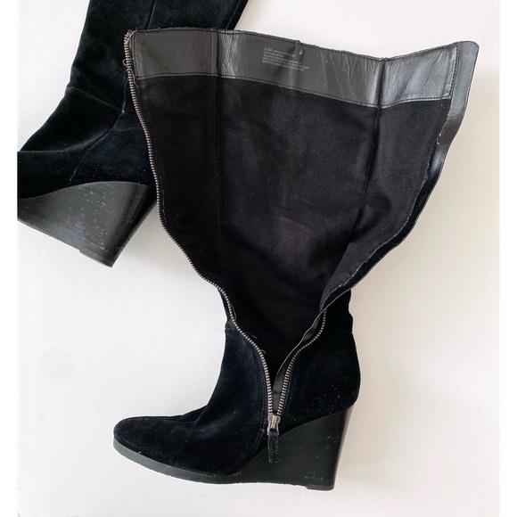 FRANCO SARTO 6.5 Black Suede Wedge Boots - Picture 4 of 11